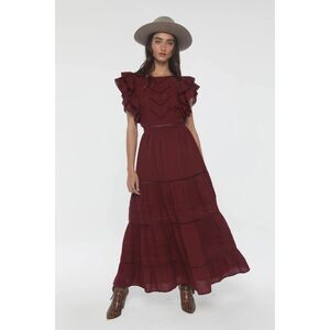 NWT Jen’s Pirate Booty Vamp Maxi Dress Burgundy | Boho‎ Festival Gown Size S